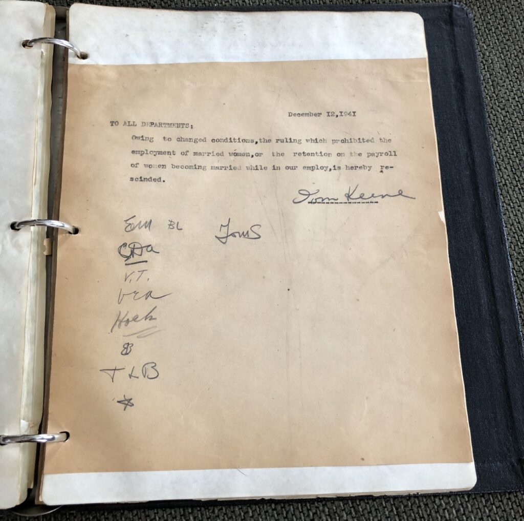 Bettie Lines' likely initialed this memo about a woman's eligibility to work at The Truth.